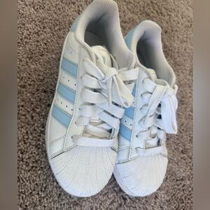 Adidas women's Superstar White and Blue Athletic Shoes size 6